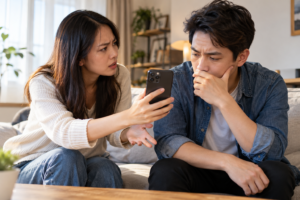 le telephone ennemi d'un couple qui se dispute